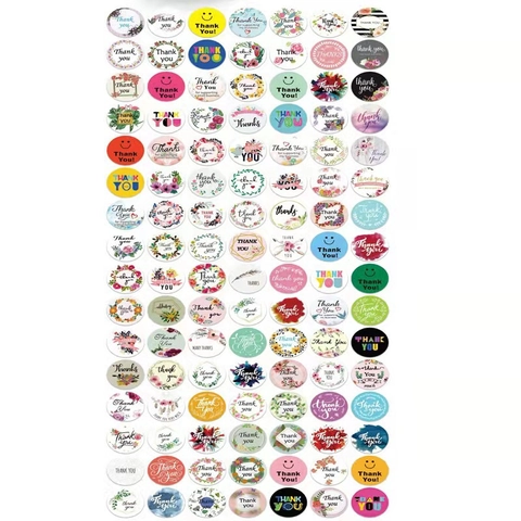 Autocollants Thank You Ronds Motifs Floraux Étiquettes Auto-Adhésives Pour Emballage Cadeau Scellage Enveloppe Boutique