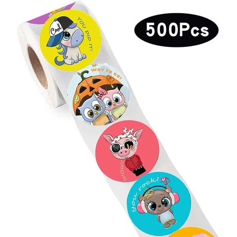 Cartoon Tier Motivierende Aufkleber Für Kinder Belohnung Klassenzimmer Lehrer Lob Aufkleber Runde Selbstklebende Ermutigungsetiketten Für Geschenke