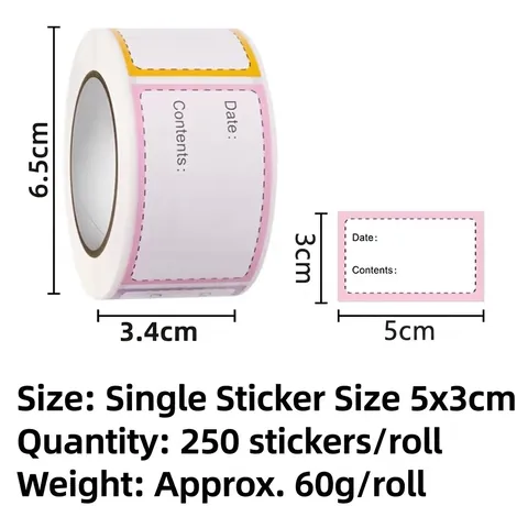 Adhesive Food Labels Stickers Roll Colorful Border For Kitchen Containers Pantry Storage Organization Date And Contents Writing Label