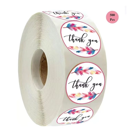Adesivi Di Ringraziamento Piuma Colorata Etichette Adesive Rotonde Confezione Regalo Sigillatura Buste Decorazione Affari Boho