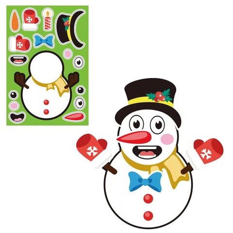 Adesivi Di Babbo Natale Di Natale Fai Da Te Carta Adesiva Crea Un Volto Elfo Pupazzo Di Neve Decorativo Regalo