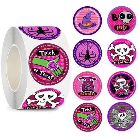 500 Pièces Autocollants en Rouleau d'Halloween pour Enfants Dessin Animé Citrouille Fantôme Hibou Étiquettes Adhésives Décoration de Fête