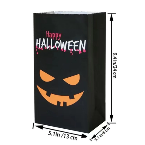 Bolsas De Dulces De Halloween Bolsas De Regalo De Papel Con Pegatinas Para Recuerdos De Fiesta Patrón Calabaza Fantasma