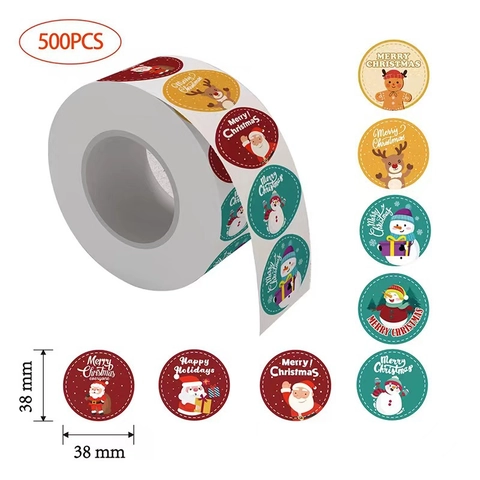 Weihnachtsaufkleber Runde Selbstklebende Papieretiketten Für Geschenkverpackungen Karten Umschläge Weihnachtsmann Schneemann Muster
