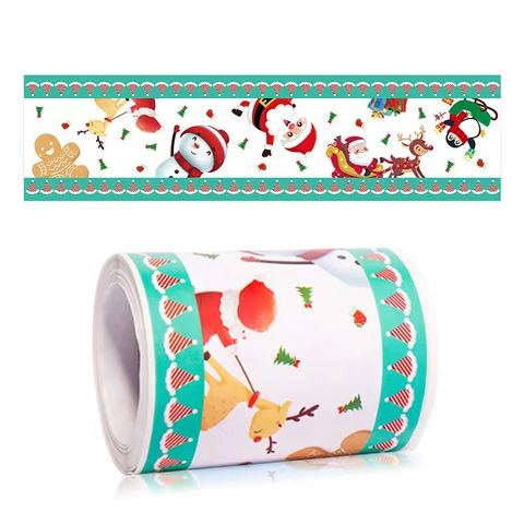 Christmas Bulletin Board Border Stickers Roll Decorative Paper Cartoon Santa Snowman For School Classroom Wall