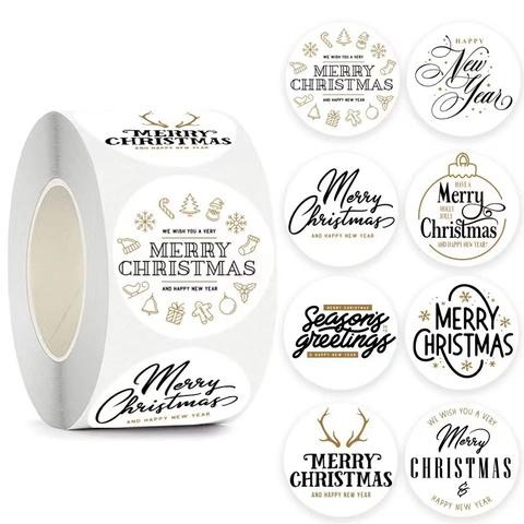 Pegatinas Adhesivas De Navidad Año Nuevo Para Decoración De Envoltura De Regalos Patrón De Copo De Nieve Ciervo Oro Negro
