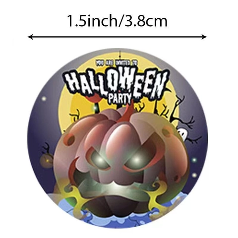 Halloween Party Dekoration Aufkleber Rund Kürbis Geist Fledermaus Schloss Muster Geschenk Etiketten Für Feiertage DIY Bastelzubehör