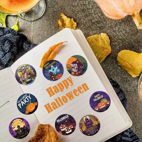 Halloween Party Runde Aufkleber Kürbis Geist Schloss Muster Selbstklebende Festival Geschenk Aufkleber Für Trick Or Treat Dekor