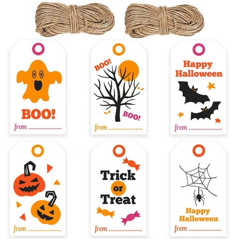 Halloween Geschenkanhänger Papier Dekorative Etiketten Für Feiertage Partyartikel Kürbis Geist Spinne Muster