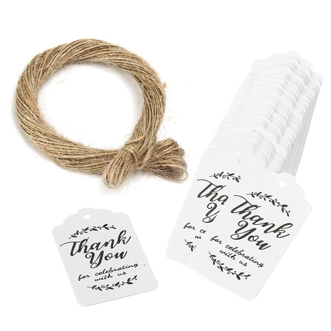 Thank You Gift Tags Kraft Paper With Jute Rope Scalloped Wedding Party Favor Labels For Celebrating Rustic Vintage Style