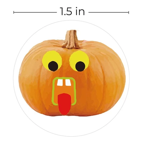Halloween Pumpkin Face Stickers Spooky Cartoon Patterns Adhesive Decals For Party Favor Bags Gift Sealing Scrapbooking