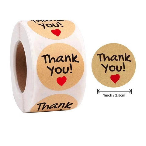 Adesivi Rotondi In Carta Kraft Handmade With Love Thank You Etichette Per Piccole Imprese Confezioni Regalo Sigillatura