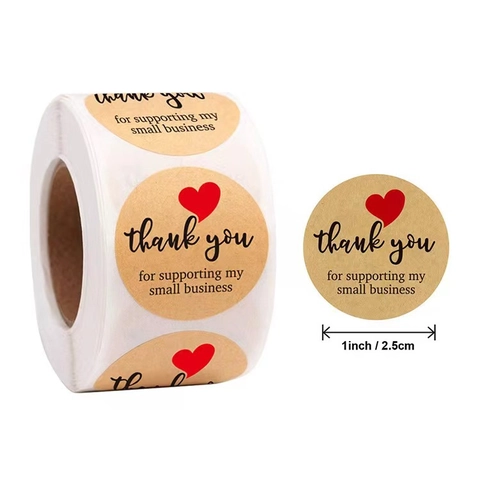 Runde Kraftpapier Danke Aufkleber Herz Muster Selbstklebende Etiketten Für Geschenke Umschläge Kleine Unternehmen Hochzeit