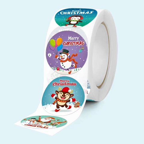 Rotolo Di Adesivi Buon Natale Etichette In Carta Autoadesiva Tonde Per Confezioni Regalo Sigillatura Buste Decorazione Festa Di Natale Modelli Di Babbo Natale Pupazzo Di Neve Colorato Novità