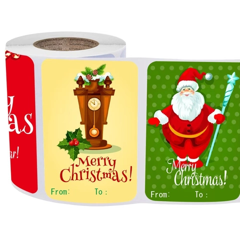 Christmas Gift Label Stickers Roll From To Name Tags Self Adhesive Holiday Decorative Decals For Present Wrapping
