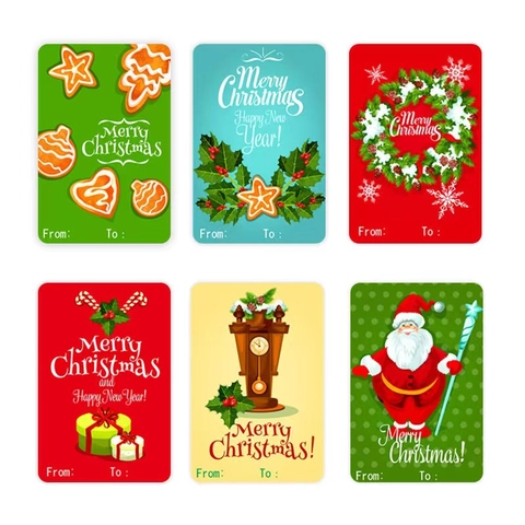 Christmas Gift Label Stickers Roll From To Name Tags Self Adhesive Holiday Decorative Decals For Present Wrapping
