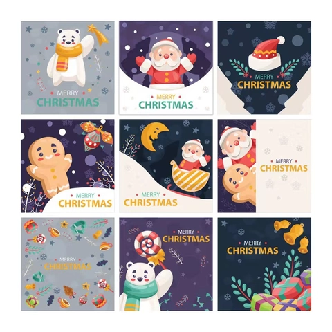 Autocollants Joyeux Noël Étiquettes Autocollantes En Papier Kraft Pour Décoration De Boîte Cadeau De Vacances Père Noël