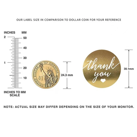 Thank You Stickers Gold Foil Round Self Adhesive Labels For Gift Wrapping Envelope Seals Business Packaging Heart Design