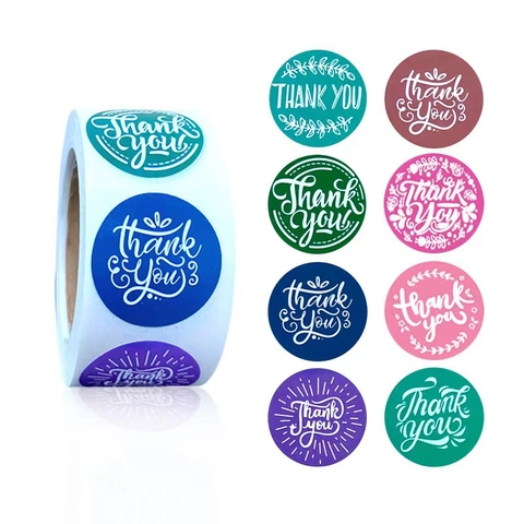 Thank You Aufkleber Rolle Rund Blumenkranz Etiketten Für Geschenkverpackungen Umschlagversiegelung Backen Deko Scrapbooking