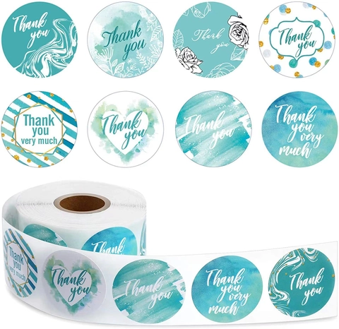 Autocollants Rond Thank You Étiquettes Adhésives Décoratives Pour Emballage Cadeau Scellage Marbre Aquarelle Floral