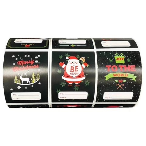 Christmas Gift Label Stickers Self Adhesive Holiday Tags With To From Writing Area Festive Decals For Packaging
