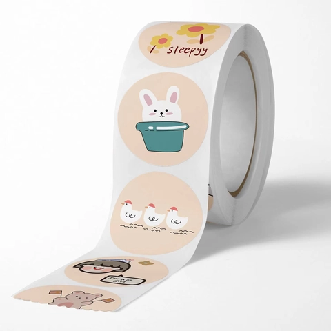 Cartoon Stickers Rol Ronde Zelfklevende Voor DIY Scrapbooking Journaling Telefoonhoesje Decoratie Kawaii Koreaanse Stijl
