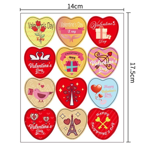 Autocollants Cœur Saint Valentin Étiquettes Adhésives En Papier Cuivré Pour DIY Cadeau Scrapbooking Scellage Enveloppe