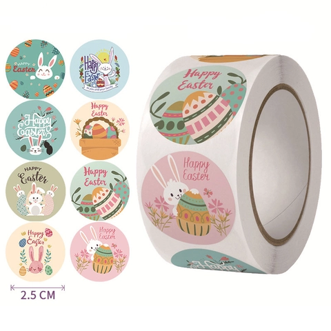 Autocollants De Pâques Adhésifs Motif Lapin Œuf Étiquettes Décoratives Pour Enfants Bricolage Cadeaux Fête Nouveauté
