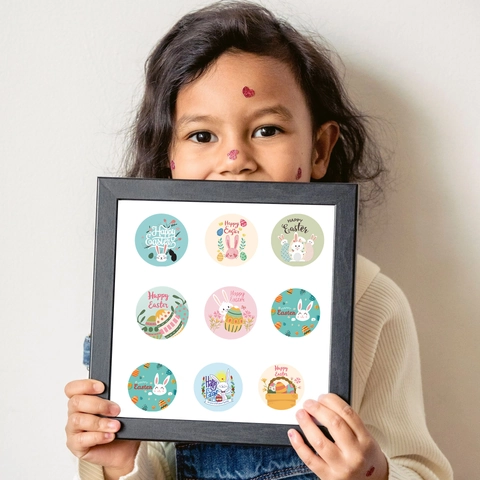 Autocollants De Pâques Adhésifs Motif Lapin Œuf Étiquettes Décoratives Pour Enfants Bricolage Cadeaux Fête Nouveauté