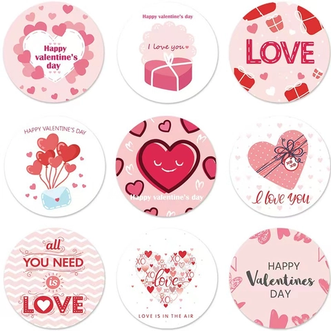 Autocollants Saint Valentin Rond Coeur Ours Motif Étiquettes Adhésives Pour Emballage Cadeau Enveloppe Scrapbooking Romantique