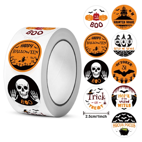 Autocollants Halloween Citrouille Fantôme Étiquettes Adhésives Rondes Pour Déco De Fête Emballage Cadeau Sceau D'enveloppe