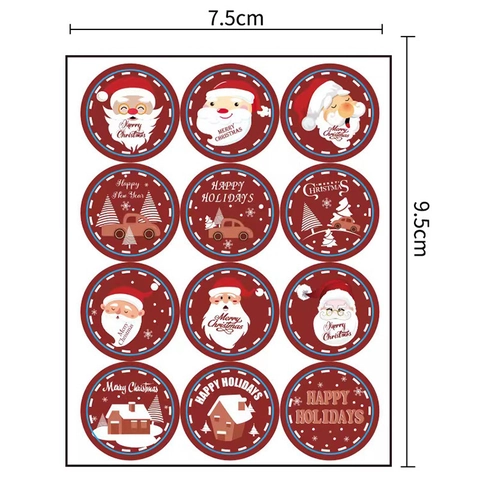 Adesivi Di Natale Rotondi Autoadesivi Carta Cartone Animato Babbo Natale Pupazzo Di Neve Etichette Sigillanti Regalo Decorazione
