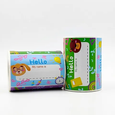Cartoon Name Labels Stickers Self Adhesive Hand Written Identifying School Cute Animal For Kids Students Rectangular Tags