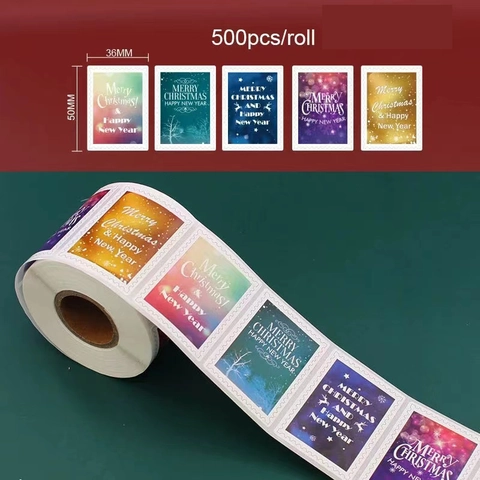 Christmas Stickers Stamp Style Cartoon Santa Snowman Reindeer Self Adhesive Paper Festive Decorative Gift Wrapping Seal