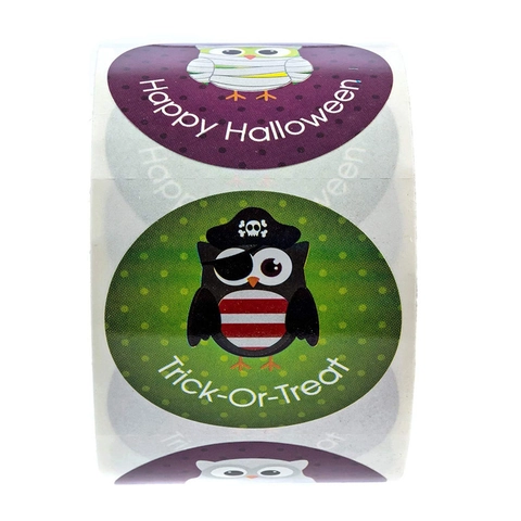 Halloween Eule Aufkleber Runde Selbstklebende Etiketten Für Party Deko Geschenkverschluss Cartoon Eule Happy Halloween Etiketten