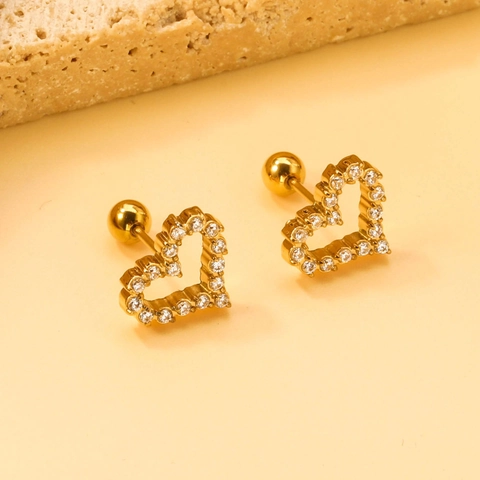Herz Ohrstecker Edelstahl Mit Zirkonia Voll Besetzt Süßer Zierlicher Stil Elegant Für Frauen Kugel Schraubverschluss