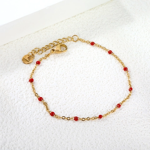 Bracciale In Acciaio Inossidabile Con Perle Smaltate Colorate Catena Sottile Regolabile Gioielli Moda Mare Per Donna