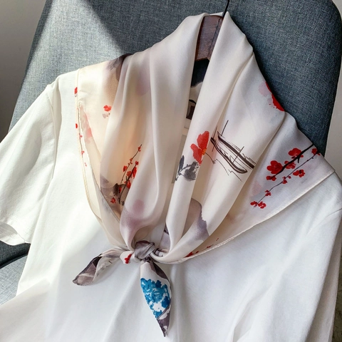 Foulard Quadrato Donna Raso Sintetica Raso Elegante Stampa Pois Geometrico Fascia Capelli Accessori Per Borse Versatile
