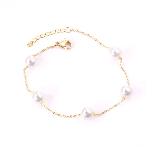 Elegantes Weißes Künstliche Perlenarmband Edelstahl Für Frauen Französischer Stil Minimalistischer Schmuck Geschenk Verstellbar