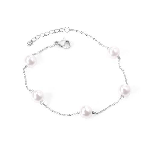 Elegantes Weißes Künstliche Perlenarmband Edelstahl Für Frauen Französischer Stil Minimalistischer Schmuck Geschenk Verstellbar