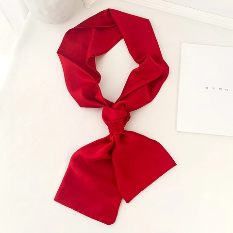 Pañuelo Skinny de Satén de Color Sólido Elegante para Mujer Bufanda de Cuello Larga y Estrecha Diadema Decoración de Bolsos