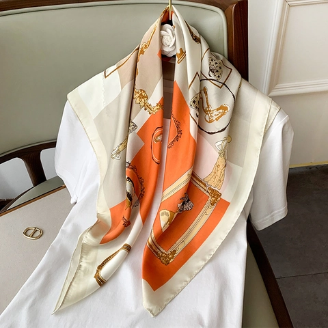 Vintage Square Scarf Faux Satin Decorative Neck Scarf Multifunctional Bag Ribbon Fashion Accessory Women