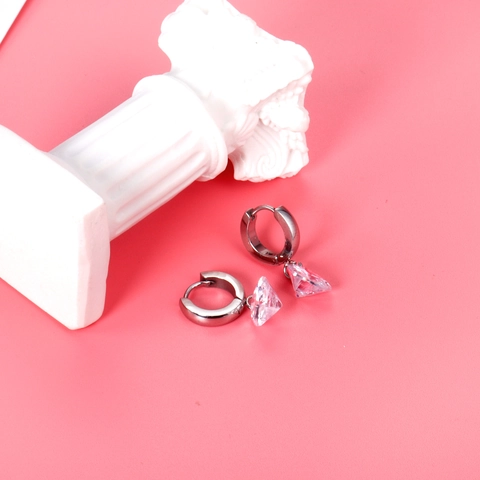 Roestvrijstalen Hart Hanger Hoop Oorbellen Verguld Zirkonia Antiallergisch Delicate Mode Sieraden Voor Dames