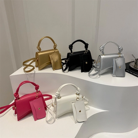 Borsa A Tracolla Hourglass Da Donna In Pelle PU Manico Con Nodo Borsa A Spalla Con Mini Portamonete