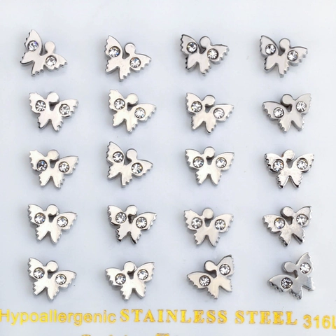 Butterfly Dragonfly Stud Earrings 316L Stainless Steel Hypoallergenic Cubic Zirconia Inlaid Sweet Jewelry For Women