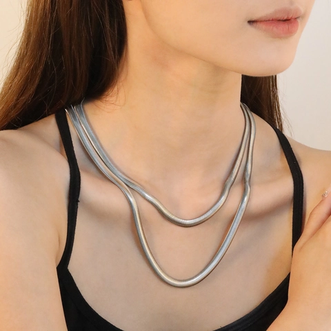 Collana A Catena Di Serpente Piatta In Acciaio Inossidabile Minimalista Gioielli Hip Hop Per Donna Uomo A Strati