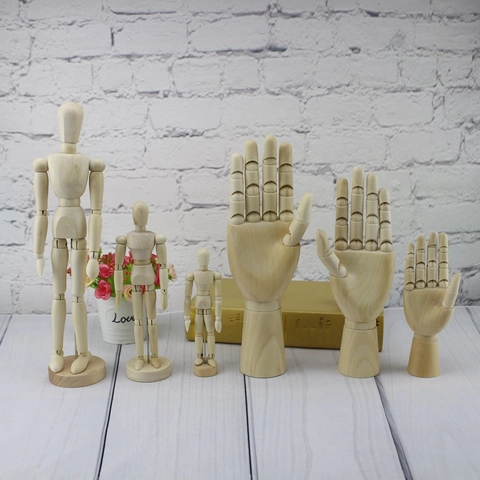 Wooden Articulated Mannequin Movable Jointed Art Dummy Model Hand For Sketching Drawing Home Desk Decoration Ornaments