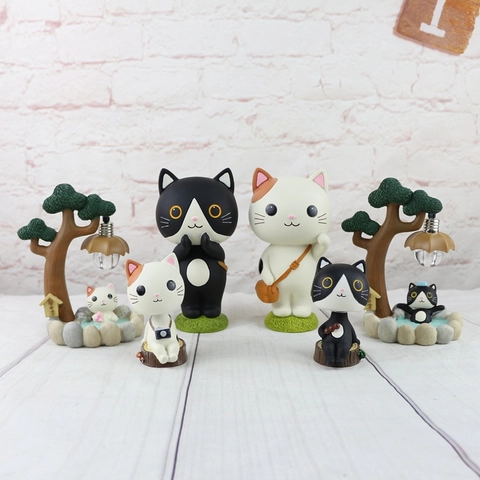 Schattige Hars Kat Beeldje Schuddend Hoofd Nachtlampje Windgong Japanse Zakka Desktop Decoratie Kawaii Dier Cadeau Huisdecoratie