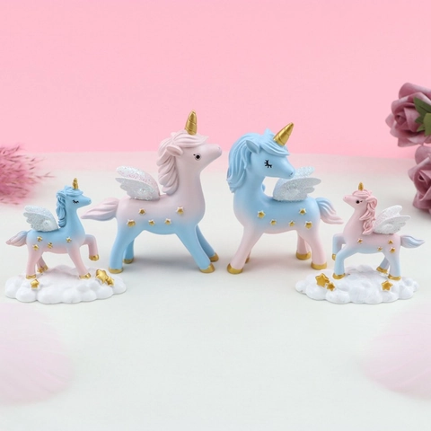 Traumhafte Einhorn Figuren Harz Farbverlauf Glitzer Flügel Gold Horn Stern Schreibtisch Ornament Zuhause Deko Süßes Geschenk
