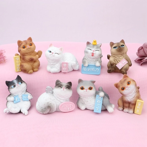 Creative Cartoon Cat Resin Figurine Cute Kitten Ornament For Car Home Desk Baking Decoration Gift For Cat Lovers